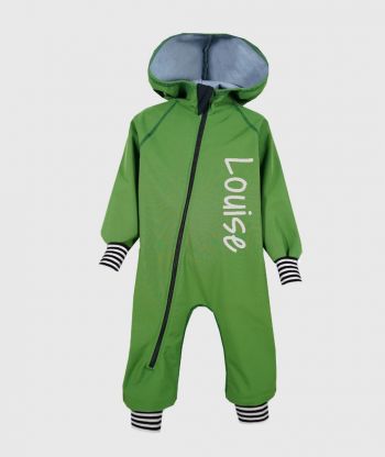 Waterproof Softshell Overall Comfy Hunter Green Striped Cuffs Jumpsuit