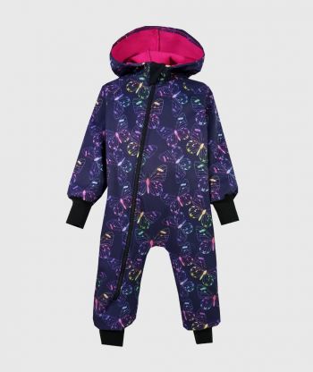 Waterproof Softshell Overall Comfy Glowing Butterflies Jumpsuit
