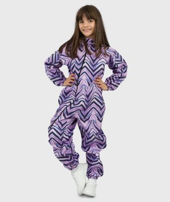 Waterproof Softshell Overall Comfy Purple Zebra Jumpsuit