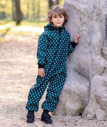 Waterproof Softshell Overall Comfy Stars Green Jumpsuit 