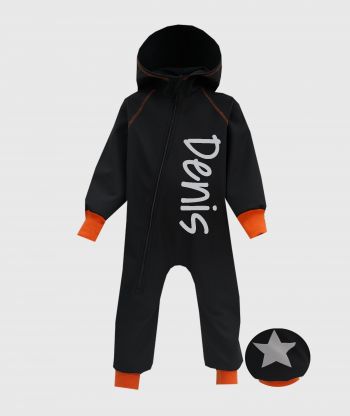Waterproof Softshell Overall Black And Orange Jumpsuit